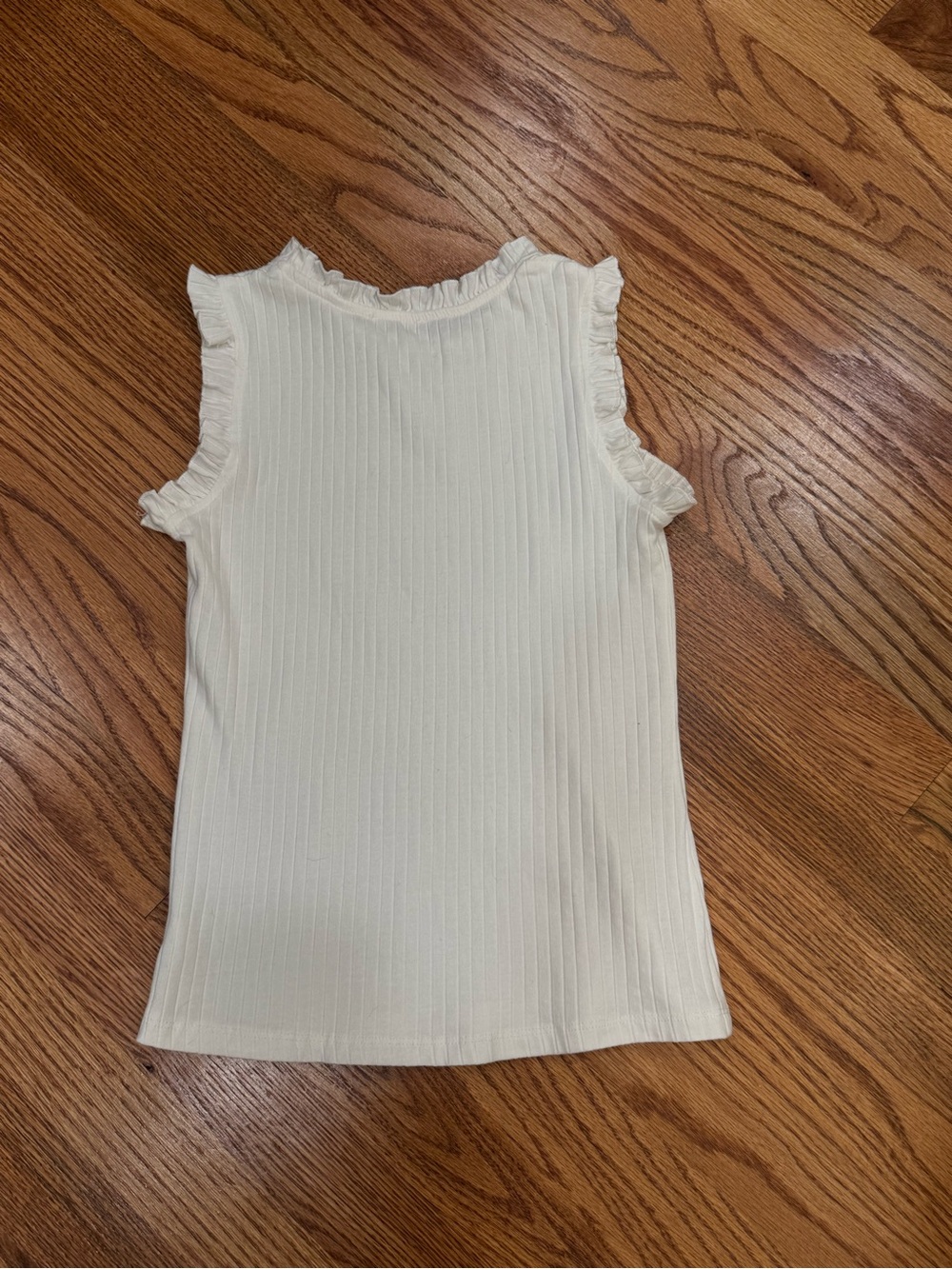 Hayden Girls Cream Ruffled Sleeveless Ribbed Tank Top - Picture 2 of 3